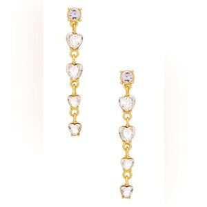 NWT Ettika Stud Drop Earrings, Gold & Clear Crystal